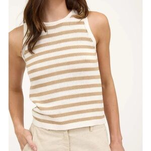 206 - Striped Sleeveless Knit Top - Cream and Tan